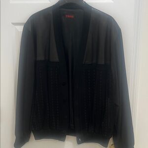 Torras Black Leather Cardigan